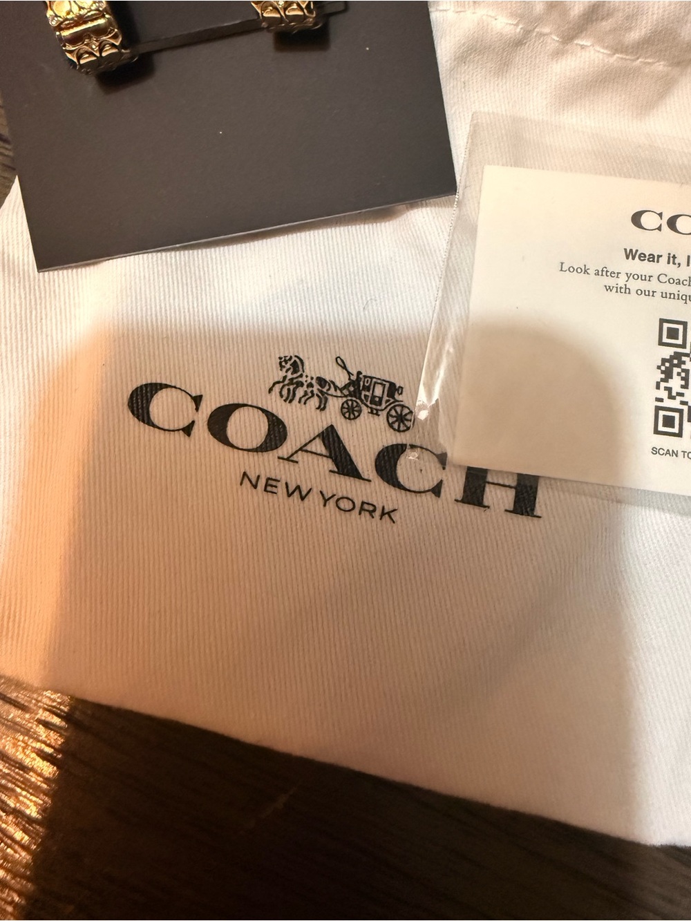 Coach Gold Tone Signature C-Logo Hoop Earrings - Picture 6 of 6